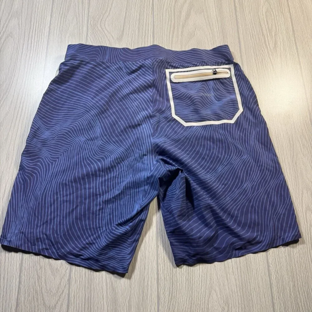 Outerknown Board Shorts Men’s 33 x 9 Blue Striped Stretch Skate Surfwear Beach